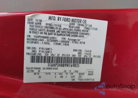 2009 Ford Focus S from USA, damaged, VIN 1FAHP34N89W169835